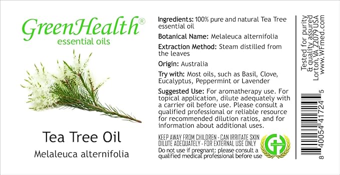 Tea Tree Essential Oil – 16 fl oz (473 ml) – 100% Pure & Undiluted – Steam-Distilled Melaleuca – Amber Glass Bottle – Natural Cleaning, Diffuser, and DIY Use – GreenHealth - Bloomnest