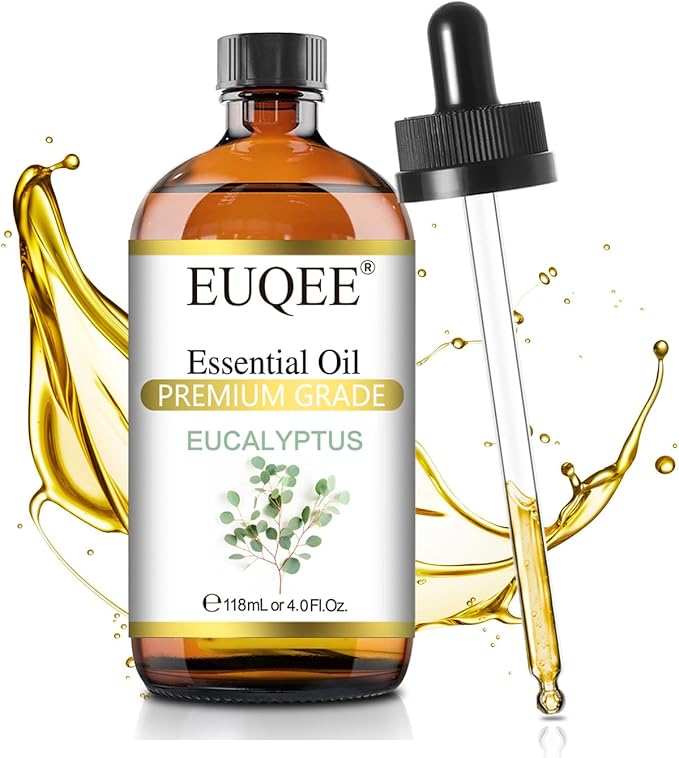 EUQEE Eucalyptus Essential Oil 118ml Pure Eucalyptus Oil with Glass Dropper for Aromatherapy, Diffuser, Soap & Candle Making - 4Fl.Oz - Bloomnest