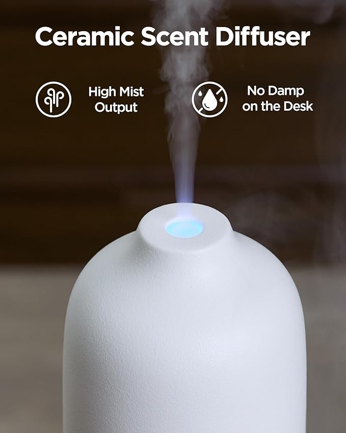 InnoGear 150ml Ceramic Essential Oil Diffuser, Handcrafted Stone Aromatherapy Scent Diffuser Ultrasonic Aroma Diffusers Humidifier Vaporizer with 2 Mist Modes Waterless Auto Off for Home Room Office - Bloomnest