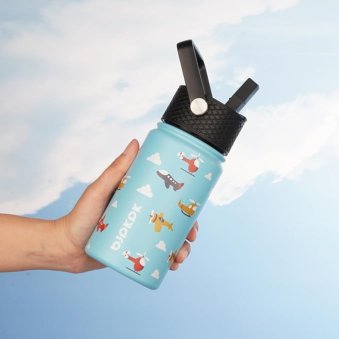BJPKPK Water Bottle with Straw Lid, 15 oz Insulated Water Bottle, Stainless Steel Metal Water Bottles, Reusable Leak Proof BPA Free Thermo, Flask, Cups,Lemon - Bloomnest
