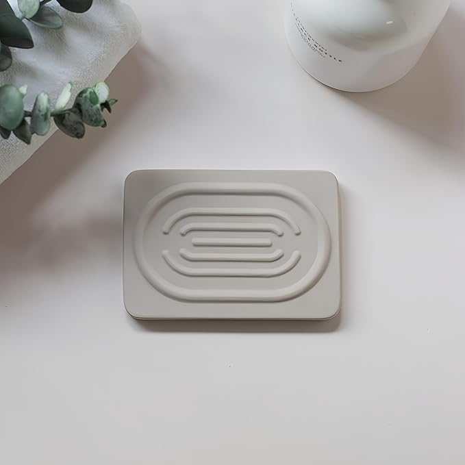 Soap Tray Water Absorbing Diatomite Dish Shampoo Bar Soap Holder Quick Dry Stone Soap Bar Holders Fast Drying Soap Saver Diatomaceous Earth Dishes for Shower Bathroom Bathtub Sink Organizer (Grey) - Bloomnest