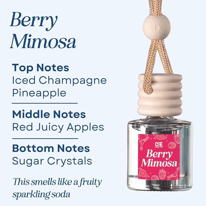 CANDECraftCo Car Air Hanging Fragrance Oil, Car Auto Freshener for Essential Oils, Scents Fragrance Aromatherapy Automobile Diffuser, Long Lasting (Berry Mimosa) - Bloomnest