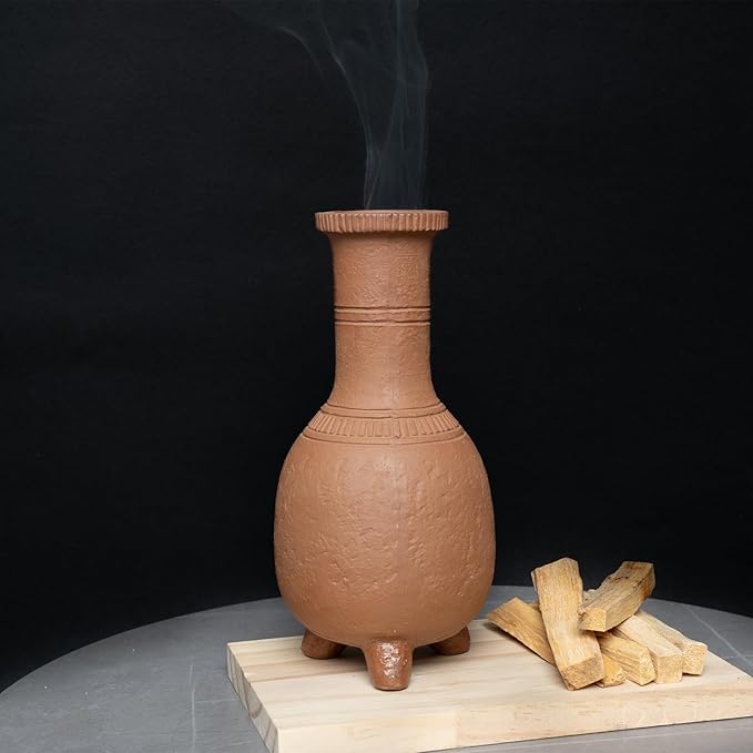 Handmade Terracotta Palo Santo Holder Burner for Smudging and Meditation - Mexican Style Chiminea Clay Incense Dish for Wiccan Altar and Negative Energy Cleansing - Bloomnest