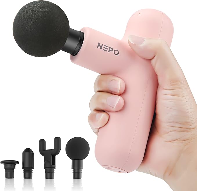 Mini Massage Gun, SK6 Fascial Gun Portable Deep Tissue Percussion Muscle Back Head Massager for Pain Relief with 4 Massage Heads 4 Speed High-Intensity Vibration Rechargeable (Pink) - Bloomnest
