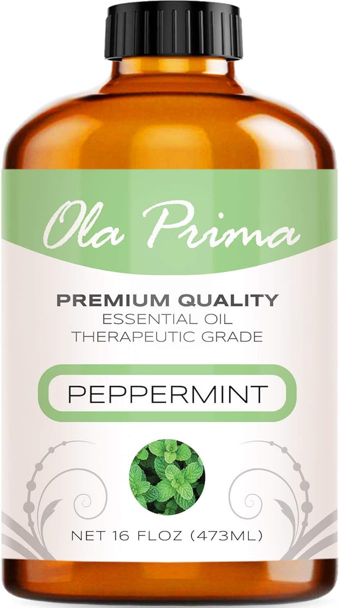 Ola Prima Peppermint Essential Oil Therapeutic Grade 16 oz for Aromatherapy, Diffuser, Cleaning, Lotions, Creams, Bath Bombs, Scrubs, Candles - Bloomnest
