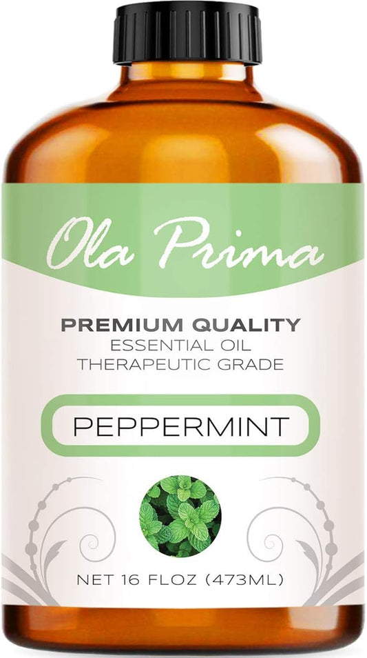 Ola Prima Peppermint Essential Oil Therapeutic Grade 16 oz for Aromatherapy, Diffuser, Cleaning, Lotions, Creams, Bath Bombs, Scrubs, Candles - Bloomnest