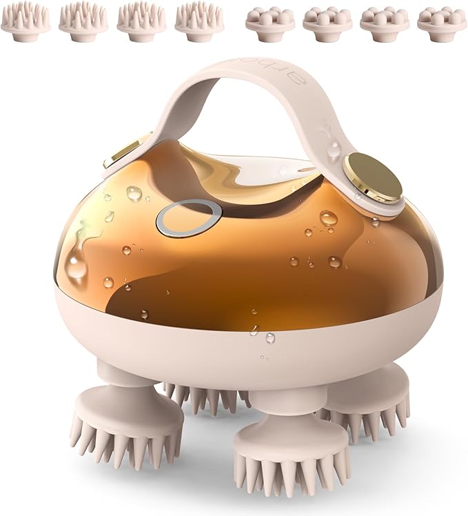 arboleaf Electric Scalp Massager Head Massager Scalp Stress Relax, 5 in 1 Kneading 128 Massage Nodes, Waterproof Hair Massage with 8 Removable Claws Cat Scratcher, Gift for Dad Mom arboleaf