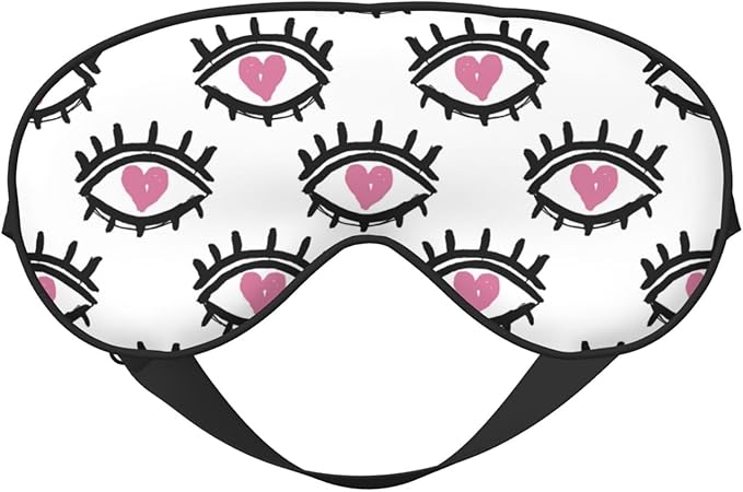 Sleep Eye Mask Cute Pink Loving Eyes Sleep Mask for Women Men Comfortable Eye Mask with Adjustable Strap Soft Eye Cover Blindfold for Travel Yoga Nap Shift Work - Bloomnest