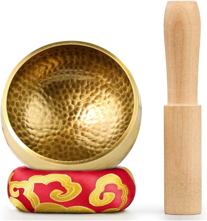 Tibetan Singing Bowl Set - Meditation Sound Bowl Cushion with Wooden Striker for Yoga, Meditation & Relaxation, Mindfulness,Chakra Healing, Stress Relief, Self-Regulation - Bloomnest