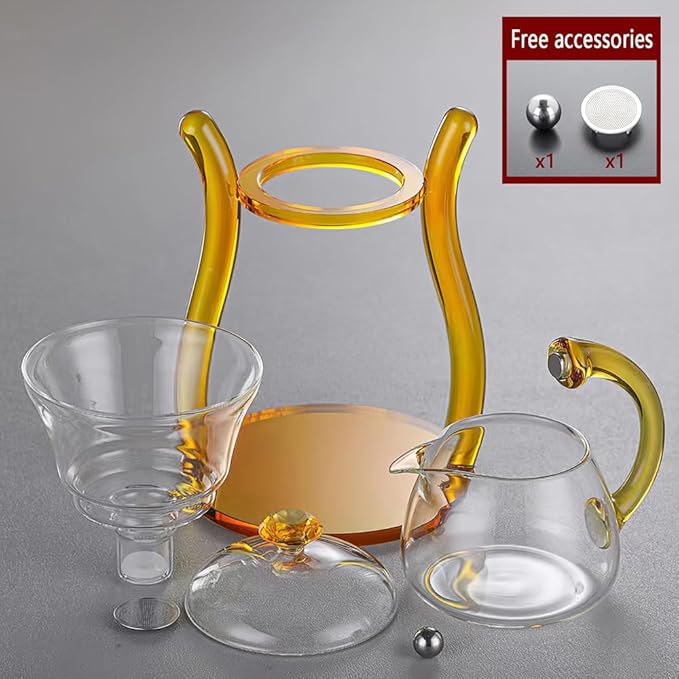 Lazy Kungfu Drip TeaPot, Heat Resistant Tea Set, Semi-Automatic Glass Teapot Suit for Magnetic Water Flow Wooden Glass Teapot Set - Bloomnest