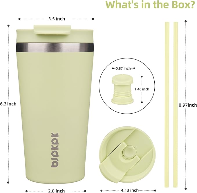BJPKPK 18oz Insulated Tumbler With lid And Straw Stainless Steel Tumblers Travel Coffee Mug Reusable Thermal Cup,Macaron Green - Bloomnest
