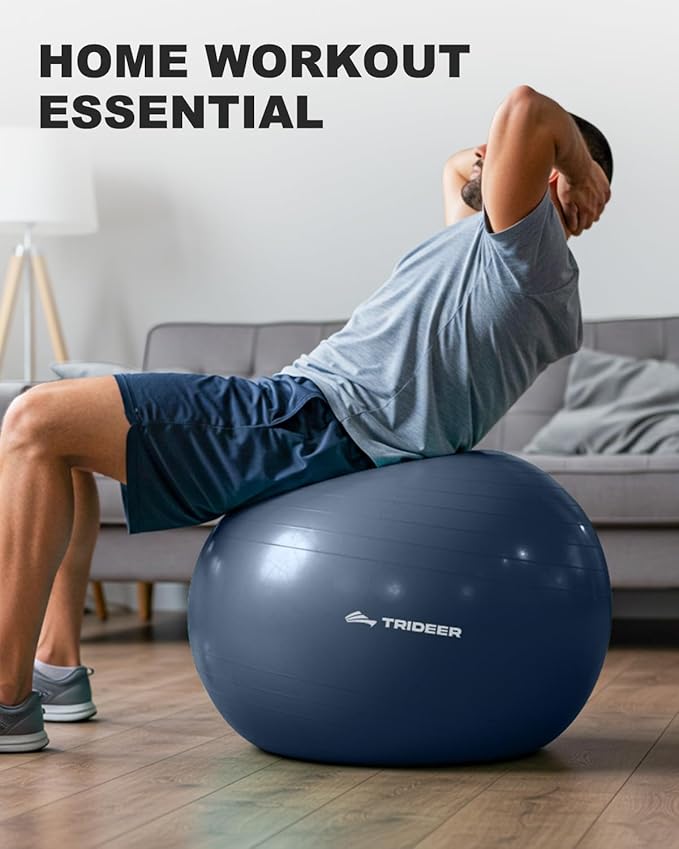 Trideer Exercise Ball for Yoga, Pilates & Fitness – Stability Ball Equipment for Home Gym & Office Chair, Core & Balance Training Accessories, Physical Therapy Equipment, Quick Pump Included, 5 Sizes - Bloomnest