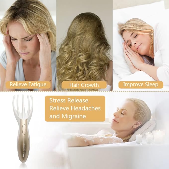 Electric Head Massager Neck Massage Octopus Scalp Stress Relax Spa Therapy Healing, Soft Resin Finger Gripper Claw Electronic Head Spa Vibration Scalp Massage Tool Tezam