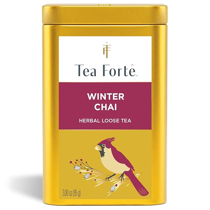 Tea Forte Winter Chai Premium Loose Leaf Caffeine-Free Herbal Tea Blend Canister, Makes 35-50 Cups - Bloomnest