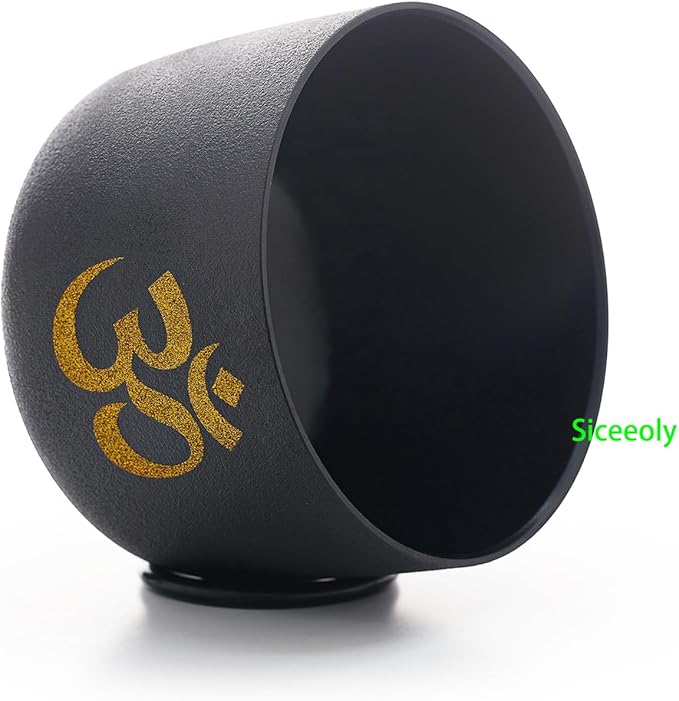 7-12 inch 432HZ Black Gold Chakra Crystal Singing Bowls Set of 7 Meditation Bowl Frosted Healing Quartz Sound Singing Bowls with 2 Travel Carry Case Bag 2 Mallet Suede 2 Strikers 7 O-rings - Bloomnest