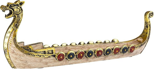 Comeon Retro Incense Burners Traditional Chinese Design Dragon Boat Incense Stick Holder Burner Hand Carved Carving Censer Ornaments (Gold) - Bloomnest
