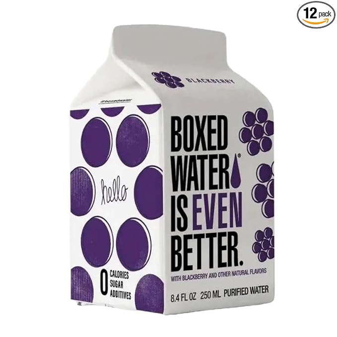 Boxed Water 8.5 oz. (24 Pack) – Blackberry in Boxes, BPA-Free, Refillable Cartons, Sustainable Alternative to Premium Plastic Bottled Water, Mini Water for Kids - Bloomnest