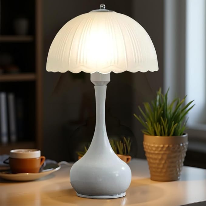 Large Table Light 3 Color Adjustable Ceramic Lamp Vintage Nightstand Lamps Dimmable Bedside Table Lamps for Living Room Bedroom Home Office (White) - Bloomnest