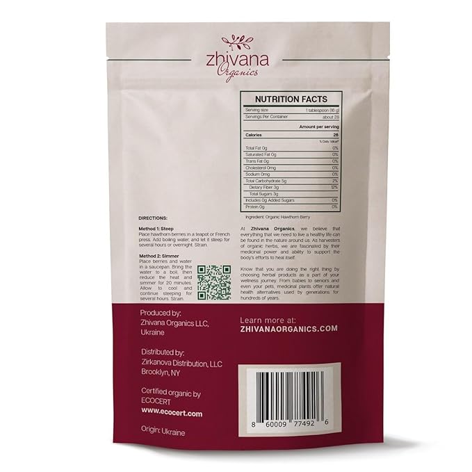 Organic Hawthorn Berry Tea (16 oz.) - Hawthorn Tea, Hawthorne Berries - High Blood Pressure, Heart Health Support, Relaxation - Bloomnest