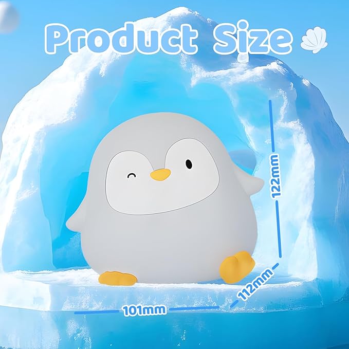 Squishy Penguin Silicone Night Light for Kids - USB Rechargeable LED Lamp with Soft Touch, Long Lasting Battery & Touch Control - Cute Penguin Light for Kids Room, Decor & Gifts - Bloomnest