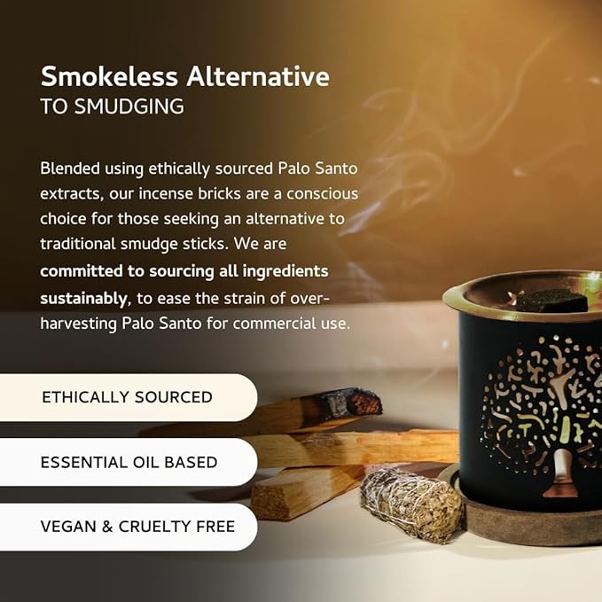 Palo Santo & White Sage Smokeless Incense Bricks Refill | 3 x 9 Bricks | Aromatherapy | Smudging | Made with Essential Oils | Natural Air fresheners for Home | Spiritual Meditation Accessories