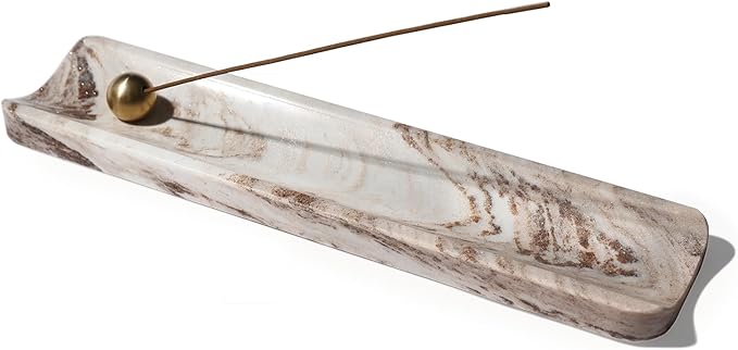 Koville Italian Natural Marble Incense Holder, Incense Holders for Sticks, Incense Burner Holder, Ideal for Meditation and Relaxing, Easy to Clean(Palissandro Classico) - Bloomnest