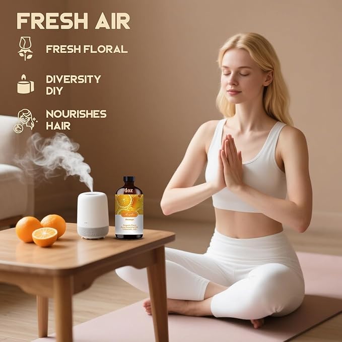 Orange Essential Oil,Roll-on Orange Oil Set (4 Fl Oz x1 + 0.33 Fl Oz x1) - 100% Natural, Diffuser, Massage, Yoga, DIY Soap and Candle Making, Fragrance Oils, Spa Care - Bloomnest