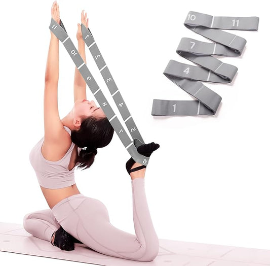 11 Loops Stretch band - Yoga, Pilates, Ballet, and Physical Therapy Stretching strap for Flexibility, Leg Stretching, and Exercise - Durable Stretching equipment for Dance and Fitness - Bloomnest