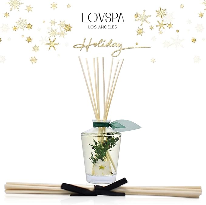 LOVSPA Reed Diffuser Set, Sparkling Balsam Scented Oil Diffuser with Sticks, Home Fragrance Accessories for Bathroom Shelf Decor, Aroma Diffusers for Home or Office Desk, USA Made