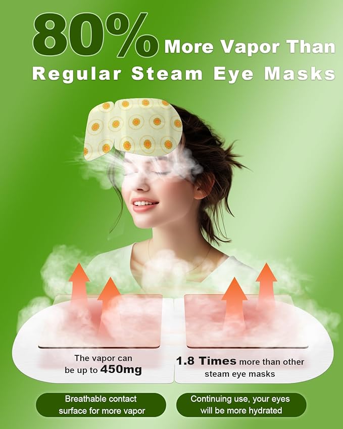 30 Packs Steam Eye Mask Chamomile,Warm Compress for Dry Eyes Sleep Mask,Hot Auto Heated Eye Masks Relaxing Gifts for Women Moist Heat Soothing Eye Fatigue,Disposable Eye Mask for SPA Essentials - Bloomnest