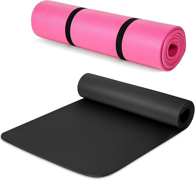 Woanger 2 Pack Yoga Mats (72x24) 3/8 Inch Thick Exercise Yoga Mat for Home Workout with Strap Non Slip Pilates Gym Supplies for Women Men - Bloomnest