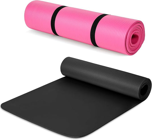 Woanger 2 Pack Yoga Mats (72x24) 3/8 Inch Thick Exercise Yoga Mat for Home Workout with Strap Non Slip Pilates Gym Supplies for Women Men - Bloomnest