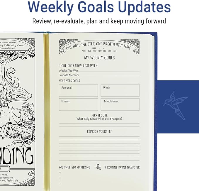 Gratitude Journal for Women with Guided Daily Prompts, Goal Setting & Habit Tracker—90-Day Mindfulness & Self-Care Journal with Relaxing Coloring Pages for Mood, Mindset & Sobriety Support (Hardcover)
