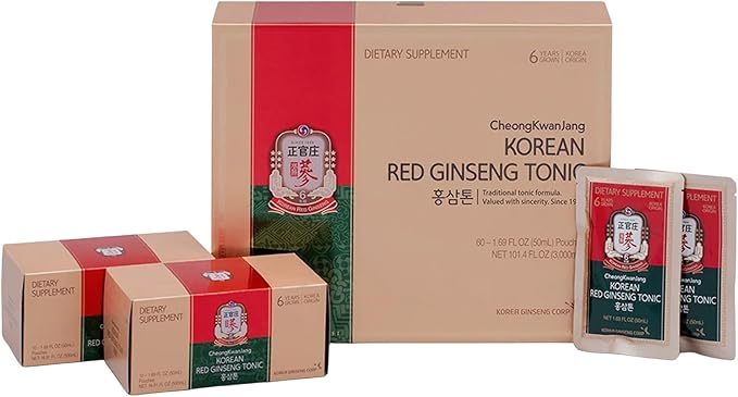 JungKwanJang Korean Red Ginseng Tonic Pouch (Tonic Mild) 6 Years Korean Red Ginseng, 10 Herbs and Plants for Immune Suuport - Bloomnest