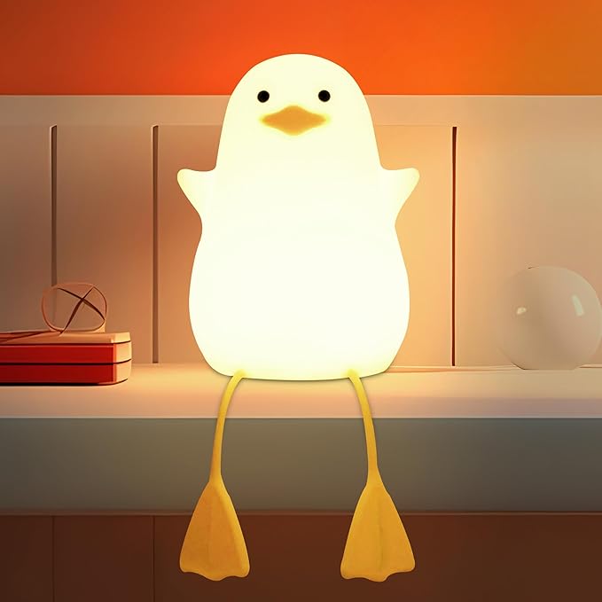 Cute Duck Lamp, Animal Nursery Silicone Night Light with Portable USB Rechargeable Timer Dimmable, Perfect for Home Bedroom Living Room, Holiday Birthday Xmas Easter Decor Gifts to Kids Baby - Bloomnest