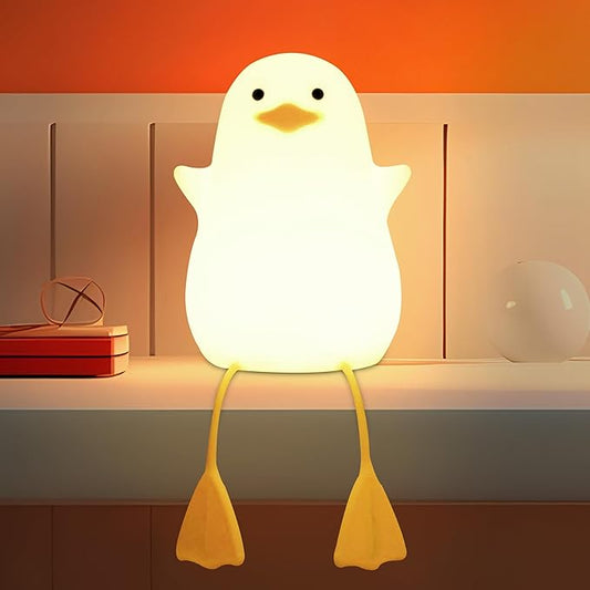 Cute Duck Lamp, Animal Nursery Silicone Night Light with Portable USB Rechargeable Timer Dimmable, Perfect for Home Bedroom Living Room, Holiday Birthday Xmas Easter Decor Gifts to Kids Baby - Bloomnest