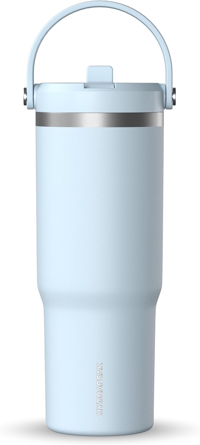 Hydrapeak Nomad 32 oz Tumbler with Handle and Straw Lid, Leakproof, Double Insulated, 32oz Cup, Stainless Steel (Powder Blue) - Bloomnest