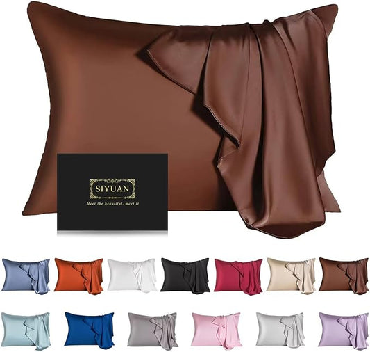 Mulberry Silk Pillowcase for Hair and Skin,Standard Size Cooling Silk Pillow Case with Hidden Zipper,Allergen Proof Dual Sides Soft Breathable Smooth Silk Pillow Cover for Women(Standard,Coffee) - Bloomnest