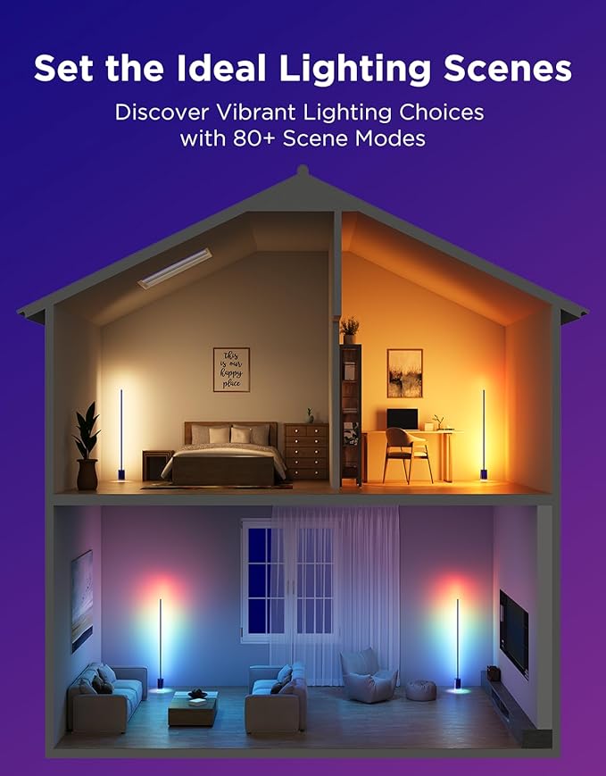 Govee Floor Lamp 2 with Matter, RGBIC, Warm Cool White LED, Alexa Compatible, 1725lm, Music Sync, Scene Modes, Smart Floor Lamp for Living Room, Bedroom, Blue(1 Pack) - Bloomnest