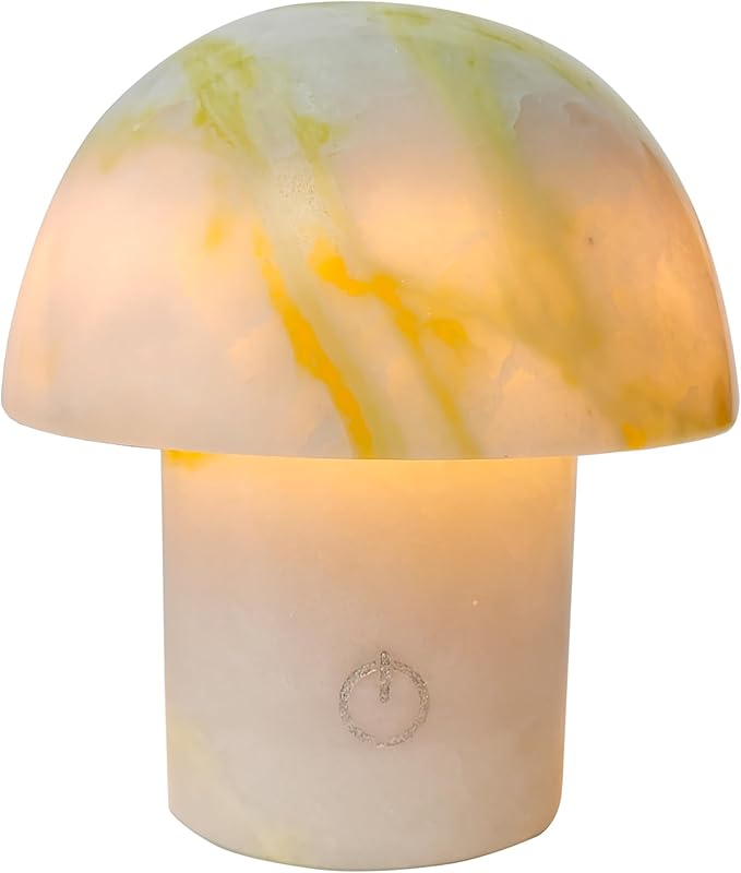 Arctic Green Gemstone Mushroom Lamp - Natural Luxury Stone Night Light with LED, Touch Control 3 Brightness, USB Rechargeable Bedside Decor Gift - Bloomnest