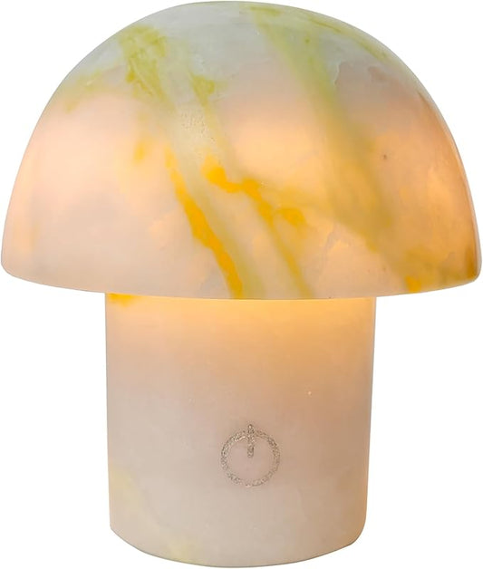 Arctic Green Gemstone Mushroom Lamp - Natural Luxury Stone Night Light with LED, Touch Control 3 Brightness, USB Rechargeable Bedside Decor Gift - Bloomnest