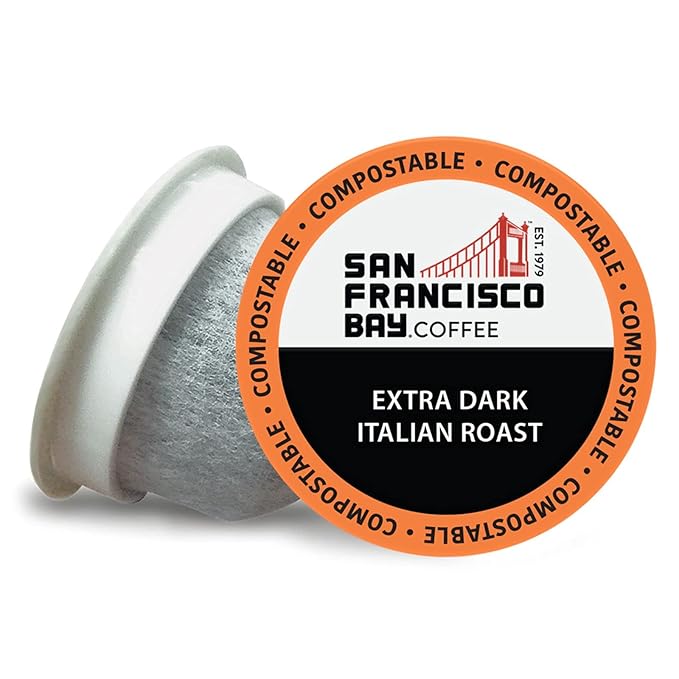 San Francisco Bay Compostable Coffee Pods - Extra Dark Italian (80 Ct) K Cup Compatible including Keurig 2.0, Dark Roast - Bloomnest