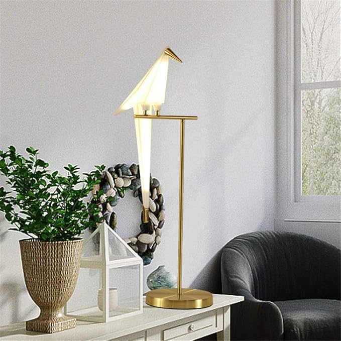 MORE CHANGE 28.5 inch LED Table Lamp, Modern Bird Table Light Gold Metal Fixtures for Living Room Bedroom Office (Table lamp) - Bloomnest