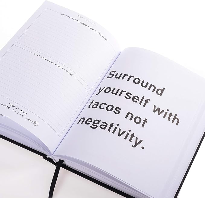 Graphique Self-Care Journal - Punch Today in the Face - 256 Pages - Weekly Quote & Daily Fill in Interiors - Hardbound Fabric Cover - Ribbon Marker (6" x 8") - Bloomnest
