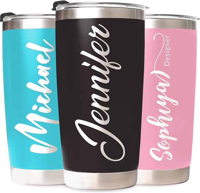 Custom Tumbler Personalized Coffee Tumbler Laser Engrave with Name 12 Designs Double Wall Insulated 20 oz Travel Cup Personalized Gifts for Birthday Christmas Anniversary for Men Women - Bloomnest