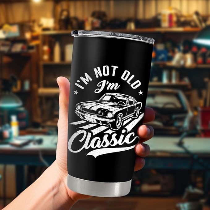 SANDJEST Tumbler for Men I’m Not Old I’m Classic 20oz 30oz Insulated Stainless Steel Coffee Cup Travel Mug Gift for Dad Grandpa Husband Father's Day Christmas Birthday - Bloomnest