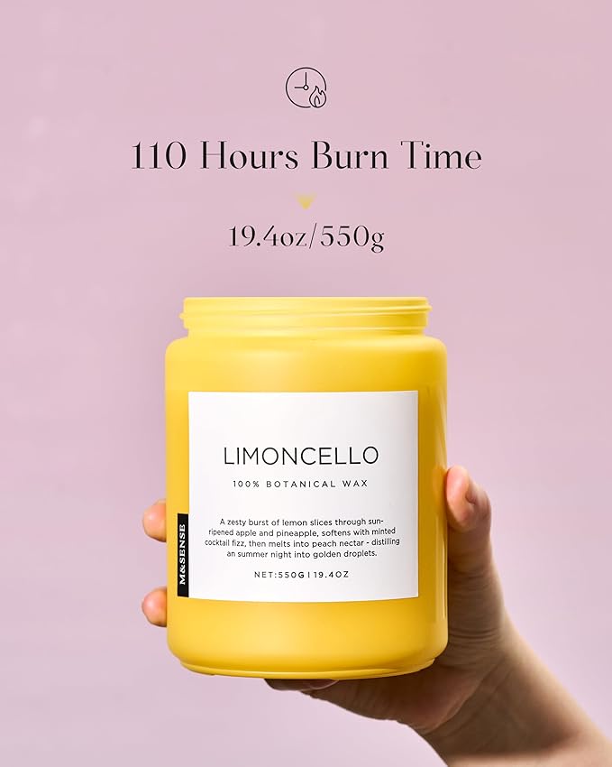 M&SENSE Limocello Summer Scented Candle, 19.4oz 110 Hours Long Lasting Burn Non Toxic Natural Soy Wax Lemon Highly Scented for Home Decor, 2 Wick Relaxing Candle Gifts for Yoga Spa Meditation - Bloomnest