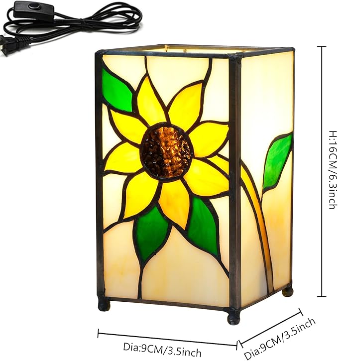 Tiffany Lamp Stained Glass lamp Small Bedside Table Lamps for Living Room Home Decor,Girls Women Birthday Christmas Thanksgiving Day Gift,Sunflower - Bloomnest