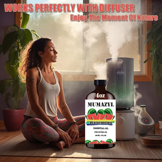 Watermelon Essential Oil, Watermelon Oil 4 Fl Oz 120ML for Diffuser Humidifier Yoga Cleaning DIY Candle Soap Making Essential Oils - Bloomnest