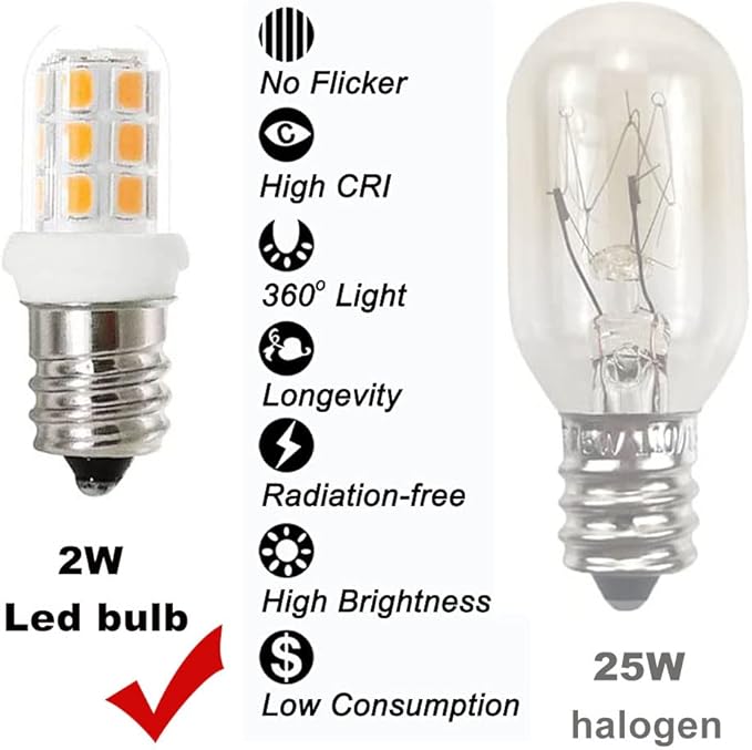 LED Night Light Bulbs - C7 E12 Led Bulb 15W Salt Lamp Bulbs, Warm White 2 Watt Equivalent 20 Watt Halogen Bulb, E12 Candelabra Light Bulb 2-Pack - Bloomnest